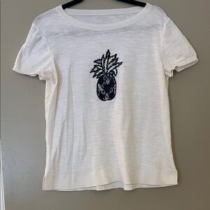 White Pineapple Embroidered Women's Top